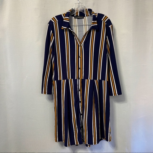 Derek Heart Long Sleeve Shirt Dress - Picture 1 of 9